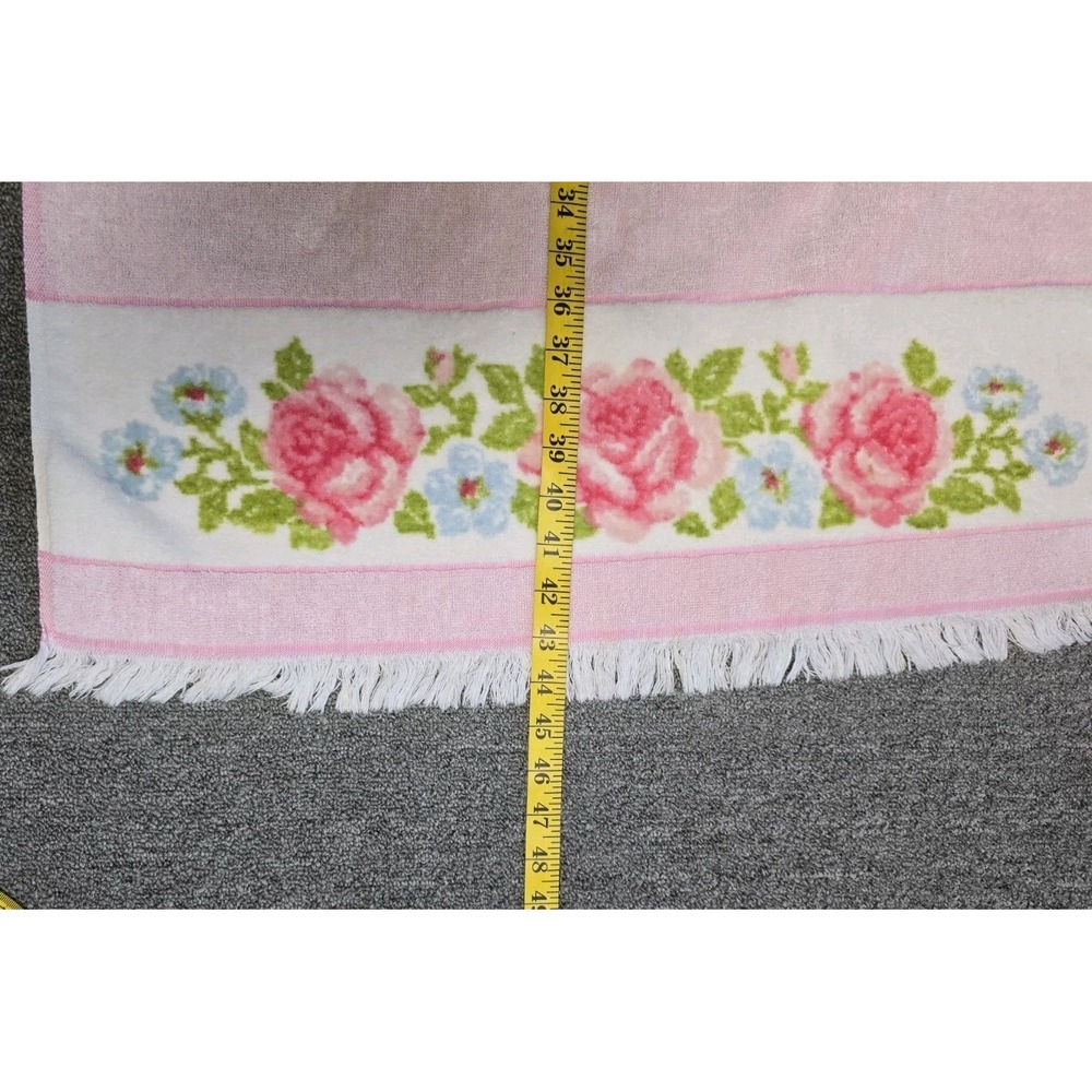VTG Martex Terri-down West Point Pepperell Pink Floral Towel Romantic - Picture 4 of 5